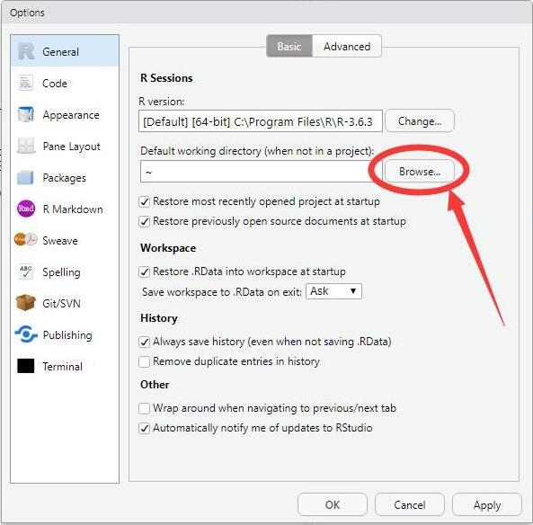 R语言RStudio如何设置默认工作目录