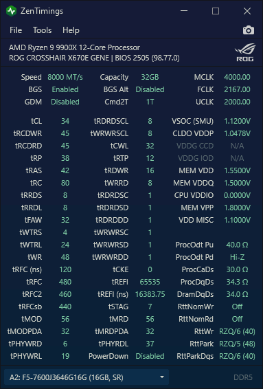 ZenTimings(内存监控程序)截图