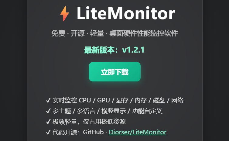 LiteMonitor(硬件监控工具)截图