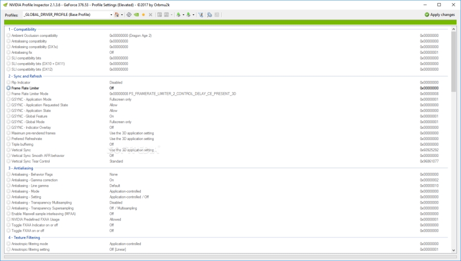 Nvidia Profile Inspector截图