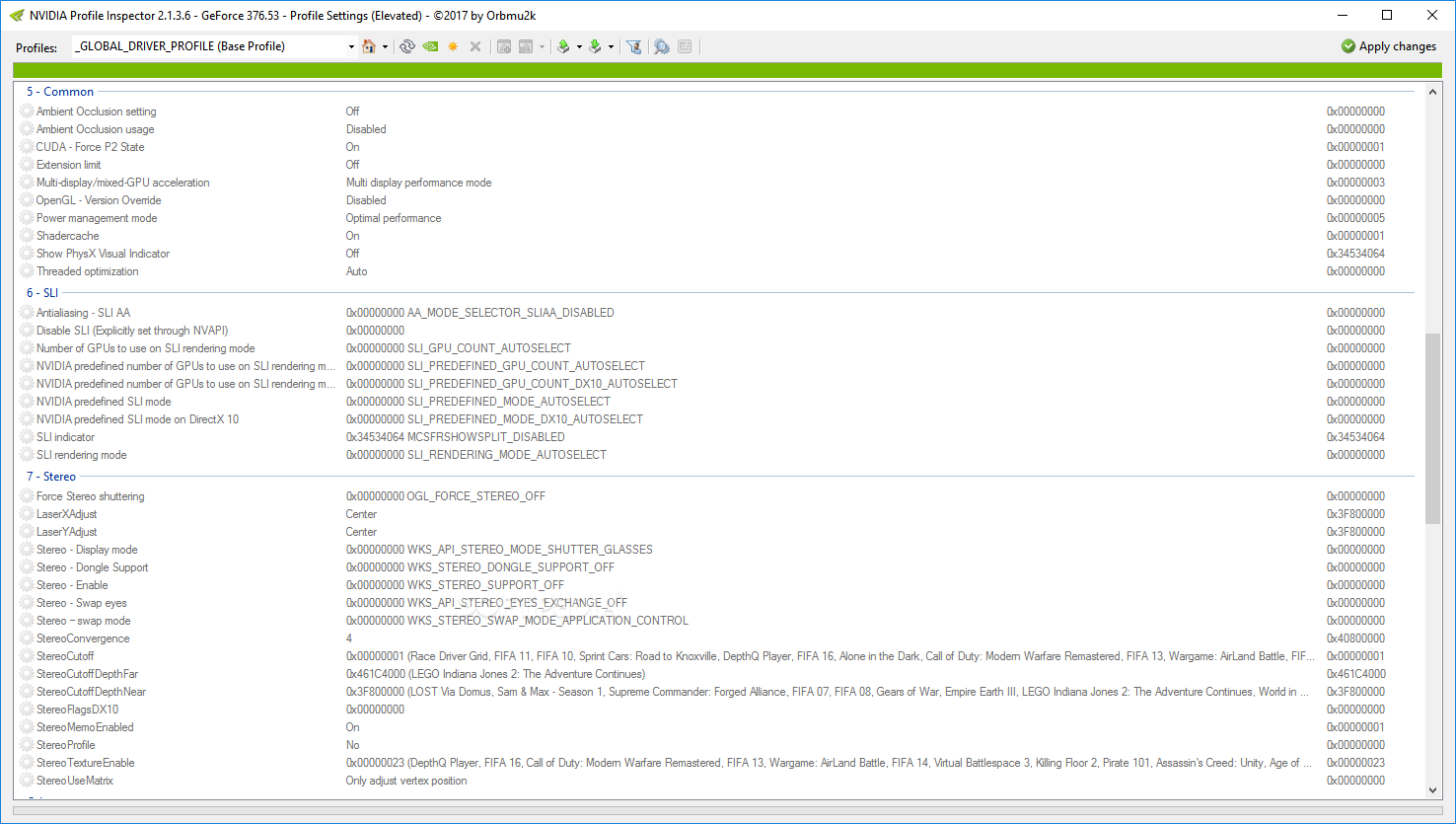 Nvidia Profile Inspector截图